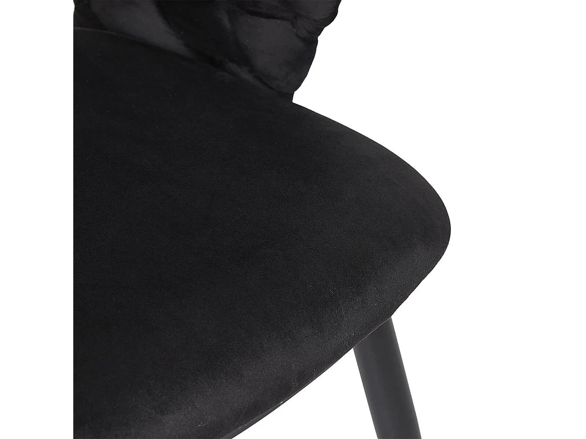 OSCAR - Lot de 6 Chaises en Velours Noir Pieds Métal Noir