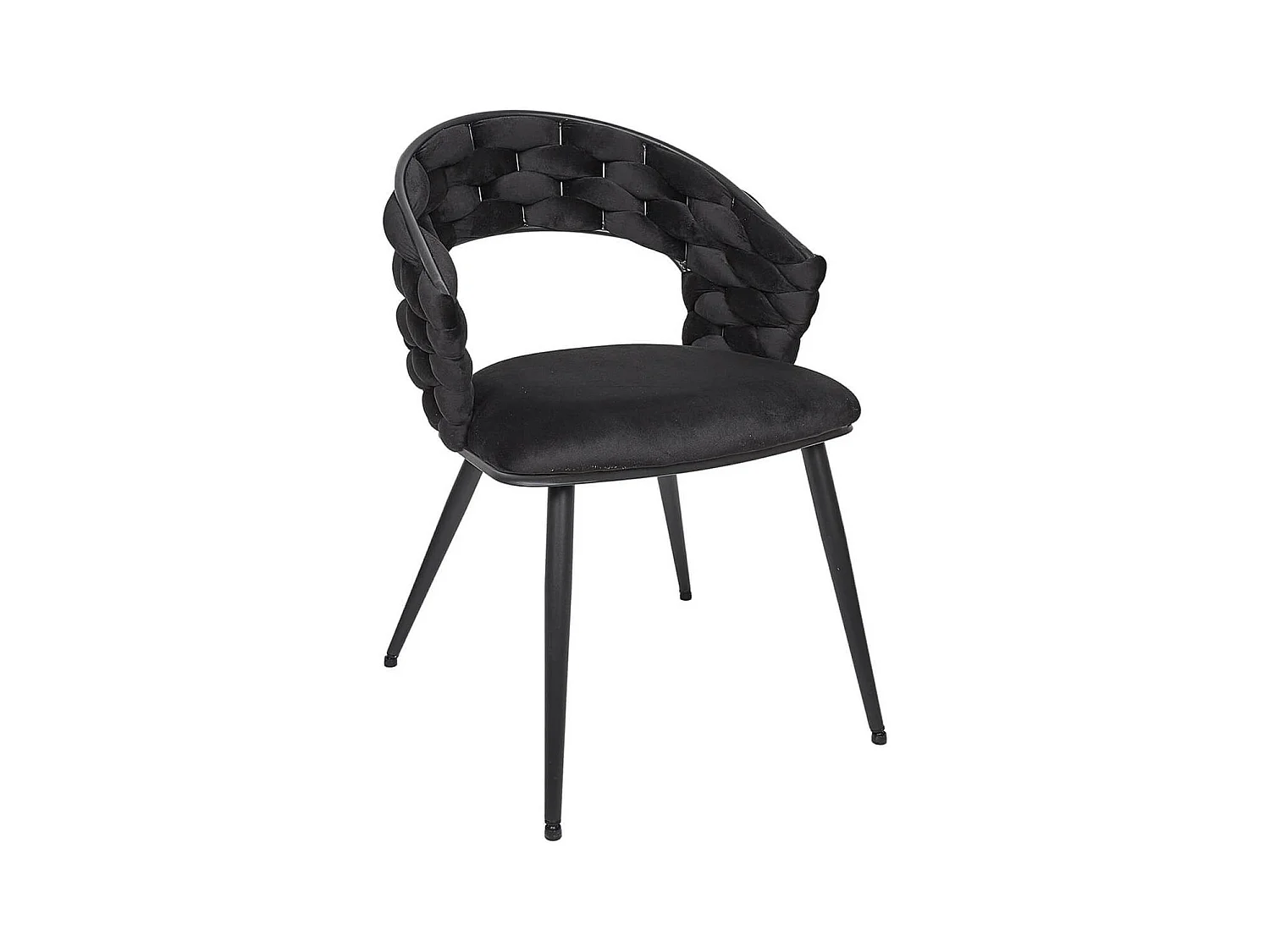 OSCAR - Lot de 6 Chaises en Velours Noir Pieds Métal Noir