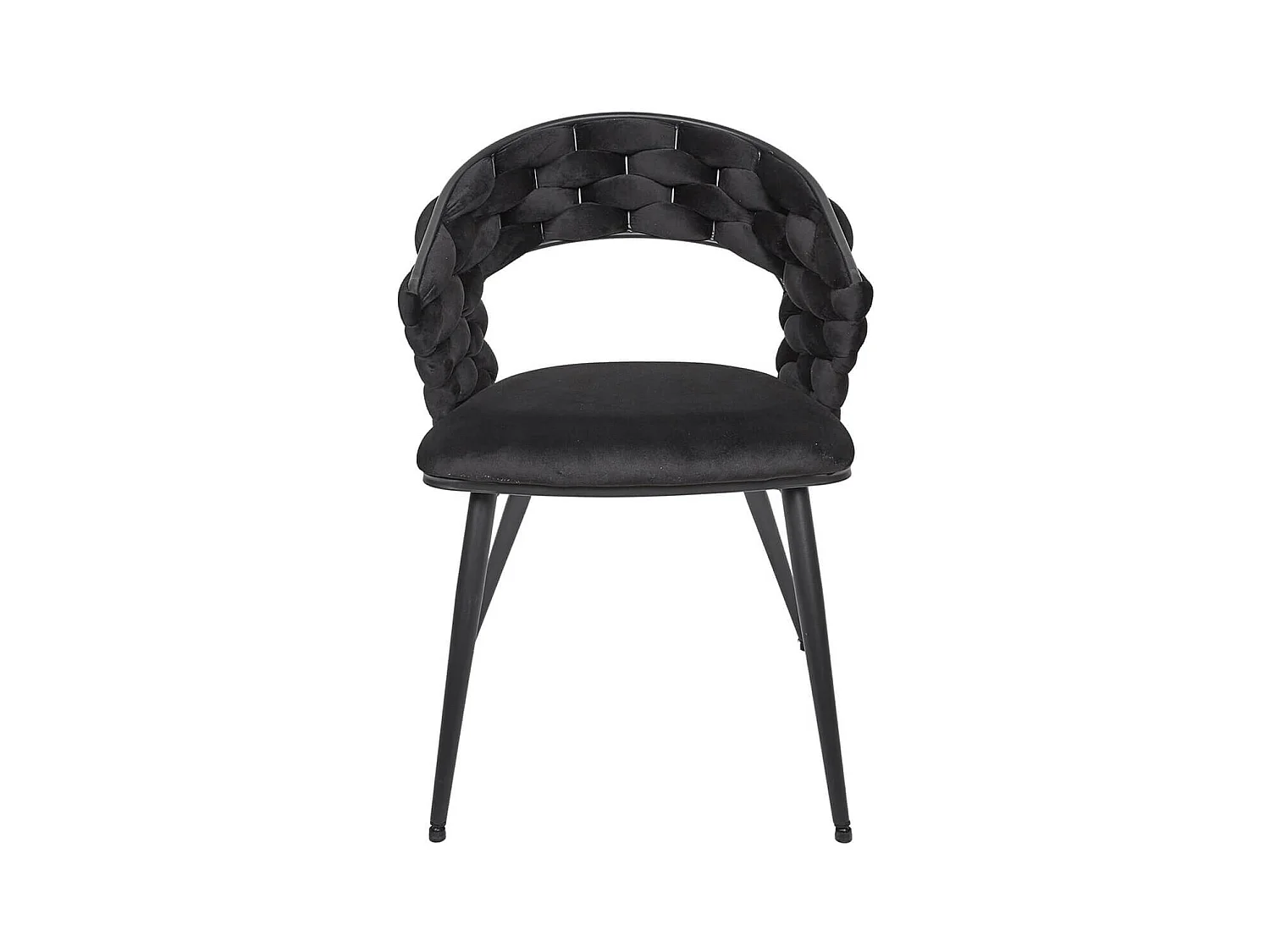OSCAR - Lot de 6 Chaises en Velours Noir Pieds Métal Noir