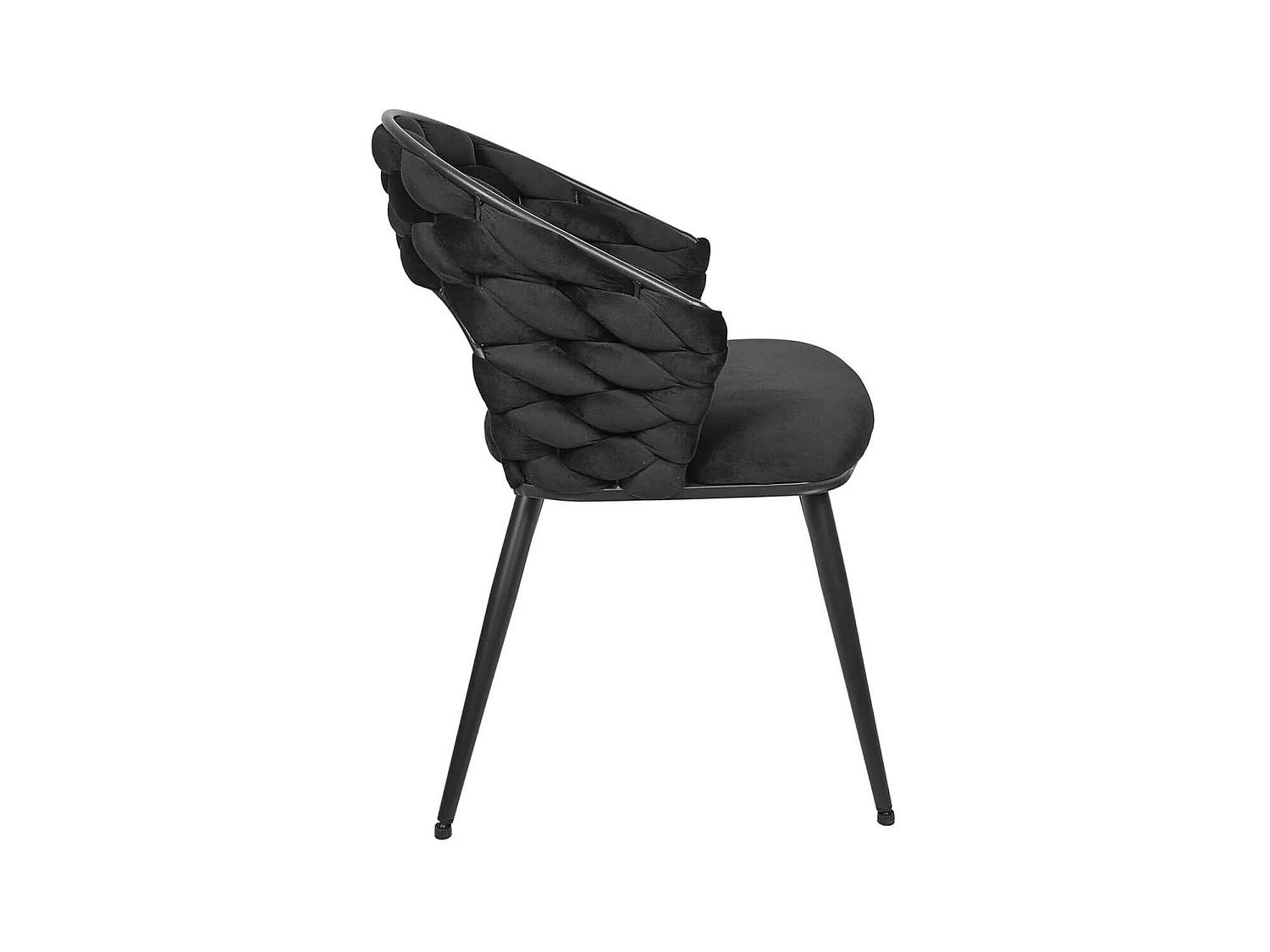 OSCAR - Lot de 6 Chaises en Velours Noir Pieds Métal Noir