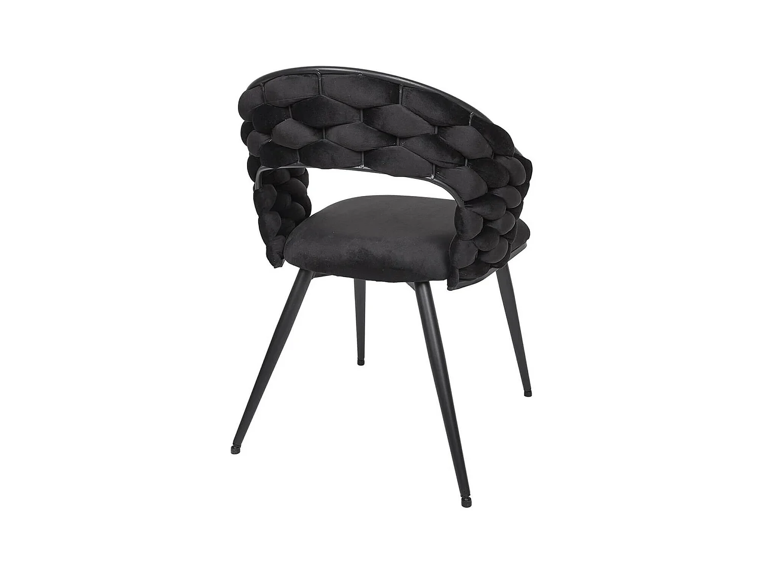 OSCAR - Lot de 6 Chaises en Velours Noir Pieds Métal Noir