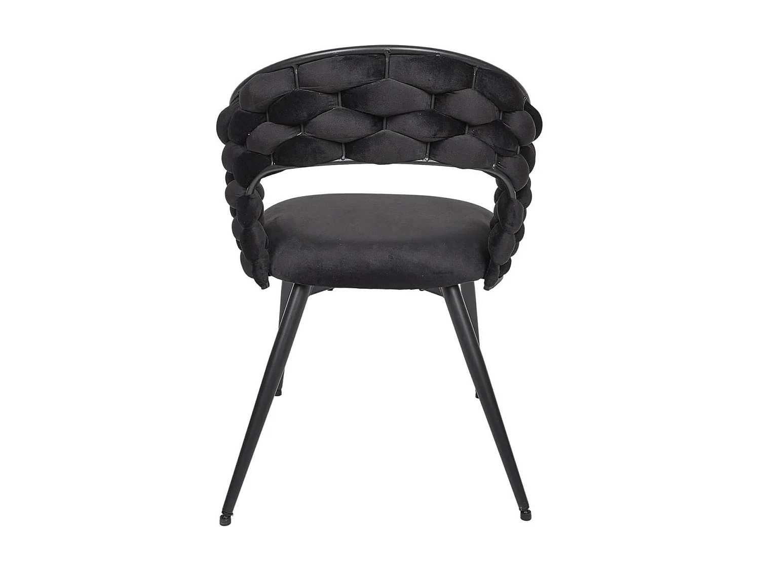 OSCAR - Lot de 6 Chaises en Velours Noir Pieds Métal Noir
