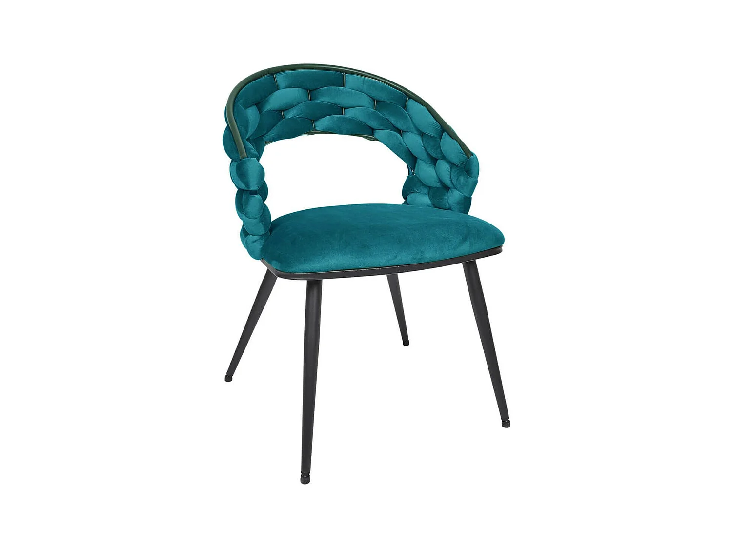 OSCAR - Lot de 4 Chaises en Velours Bleu Pieds Métal Noir