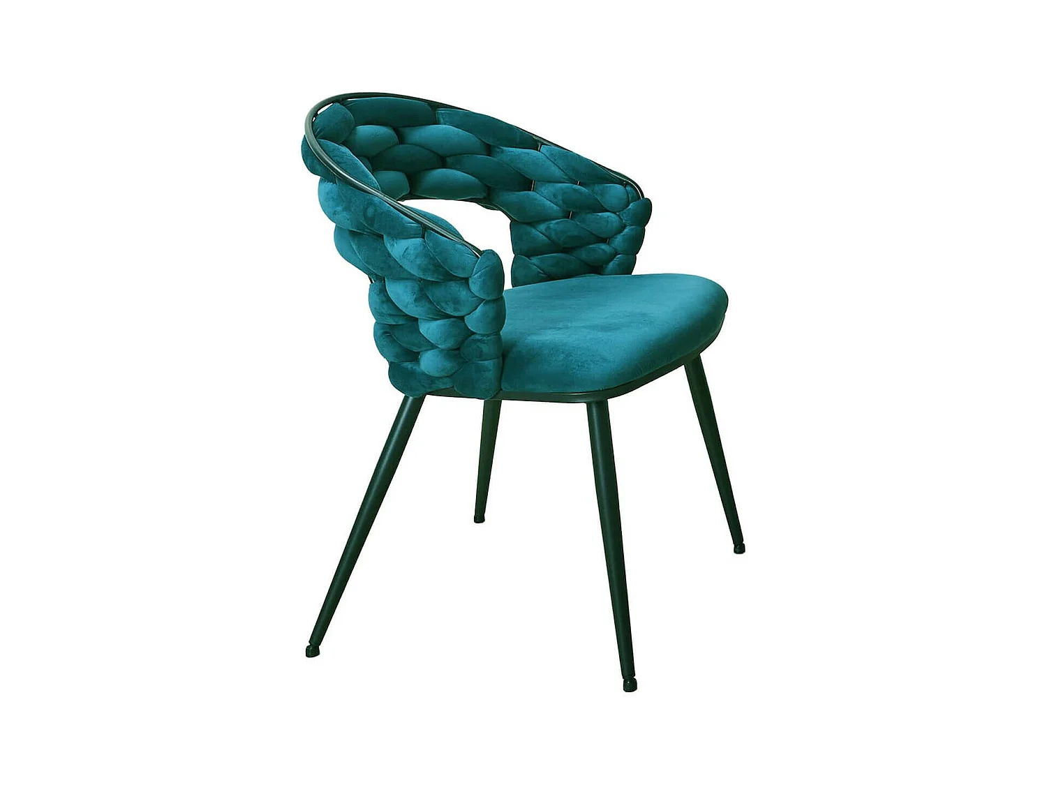 OSCAR - Lot de 4 Chaises en Velours Bleu Pieds Métal Noir