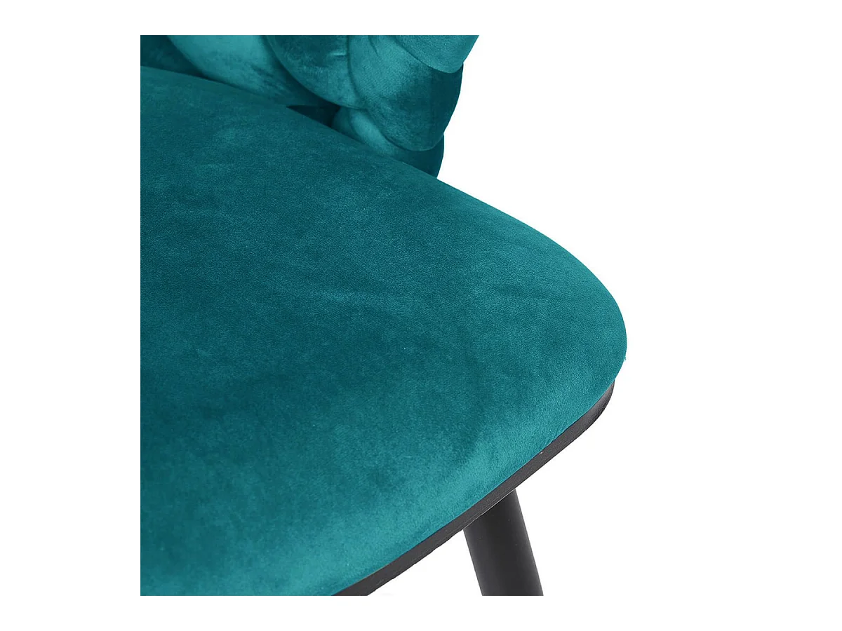 OSCAR - Lot de 4 Chaises en Velours Bleu Pieds Métal Noir