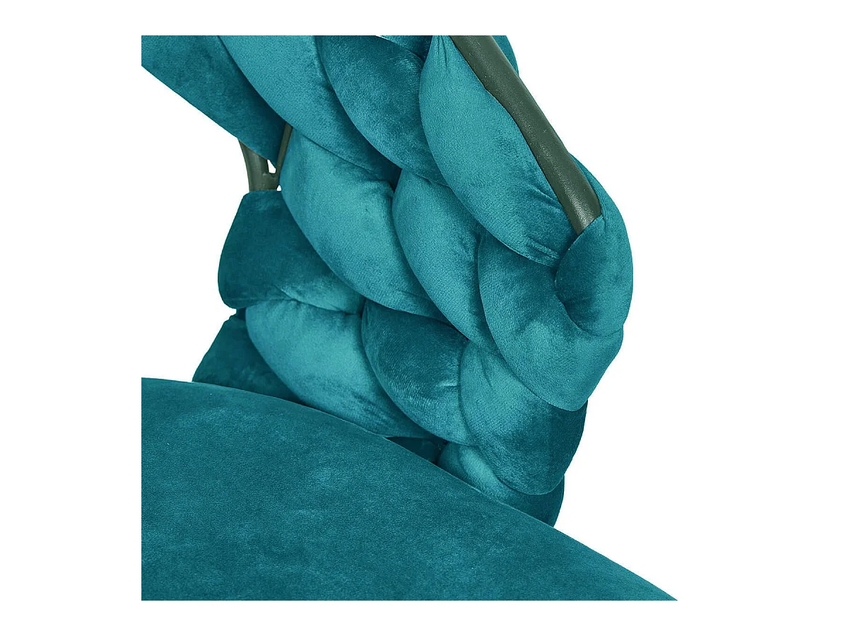 OSCAR - Lot de 4 Chaises en Velours Bleu Pieds Métal Noir