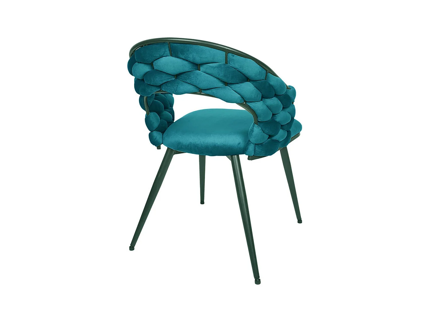 OSCAR - Lot de 4 Chaises en Velours Bleu Pieds Métal Noir