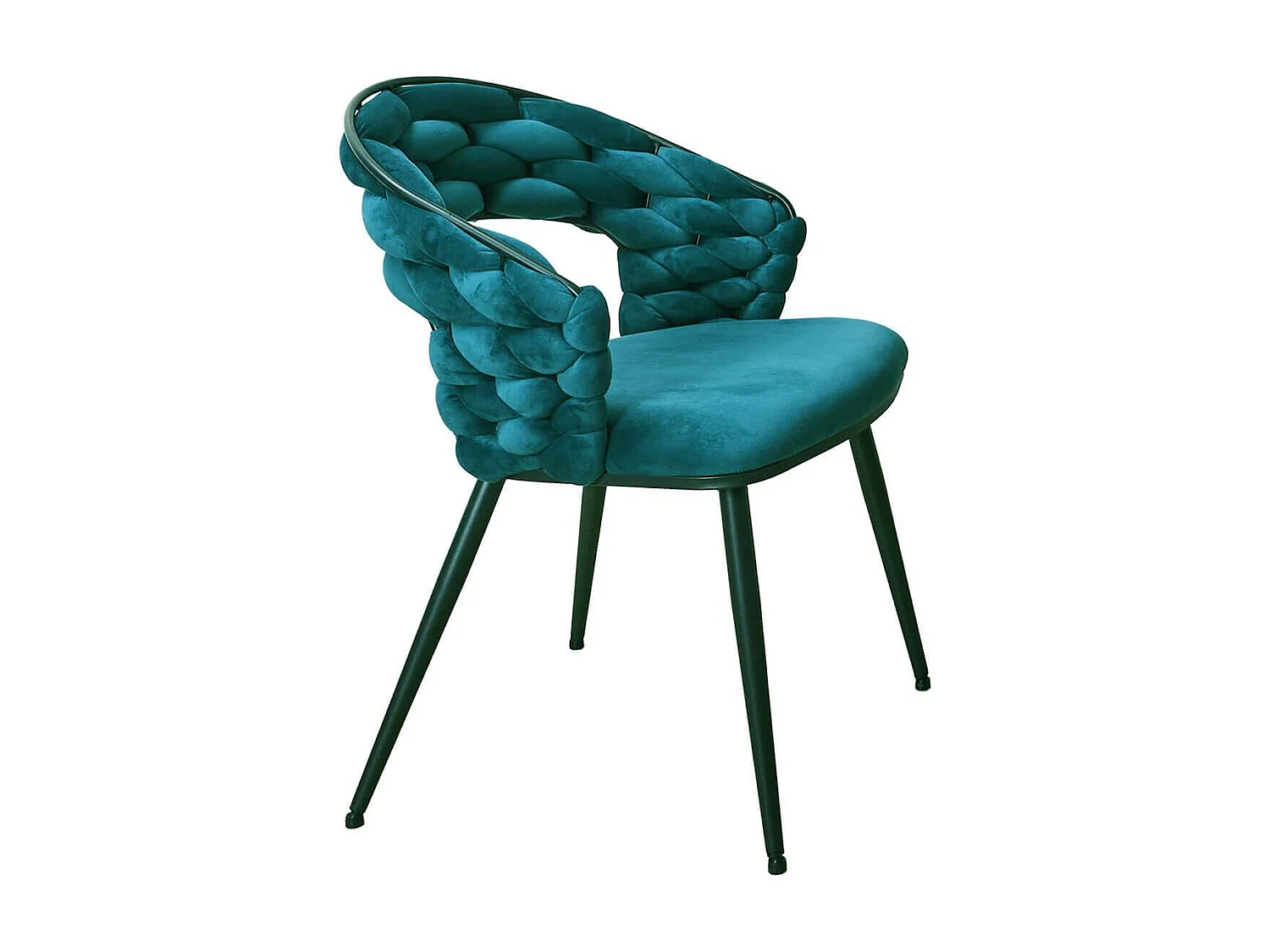 OSCAR - Lot de 4 Chaises en Velours Bleu Pieds Métal Noir