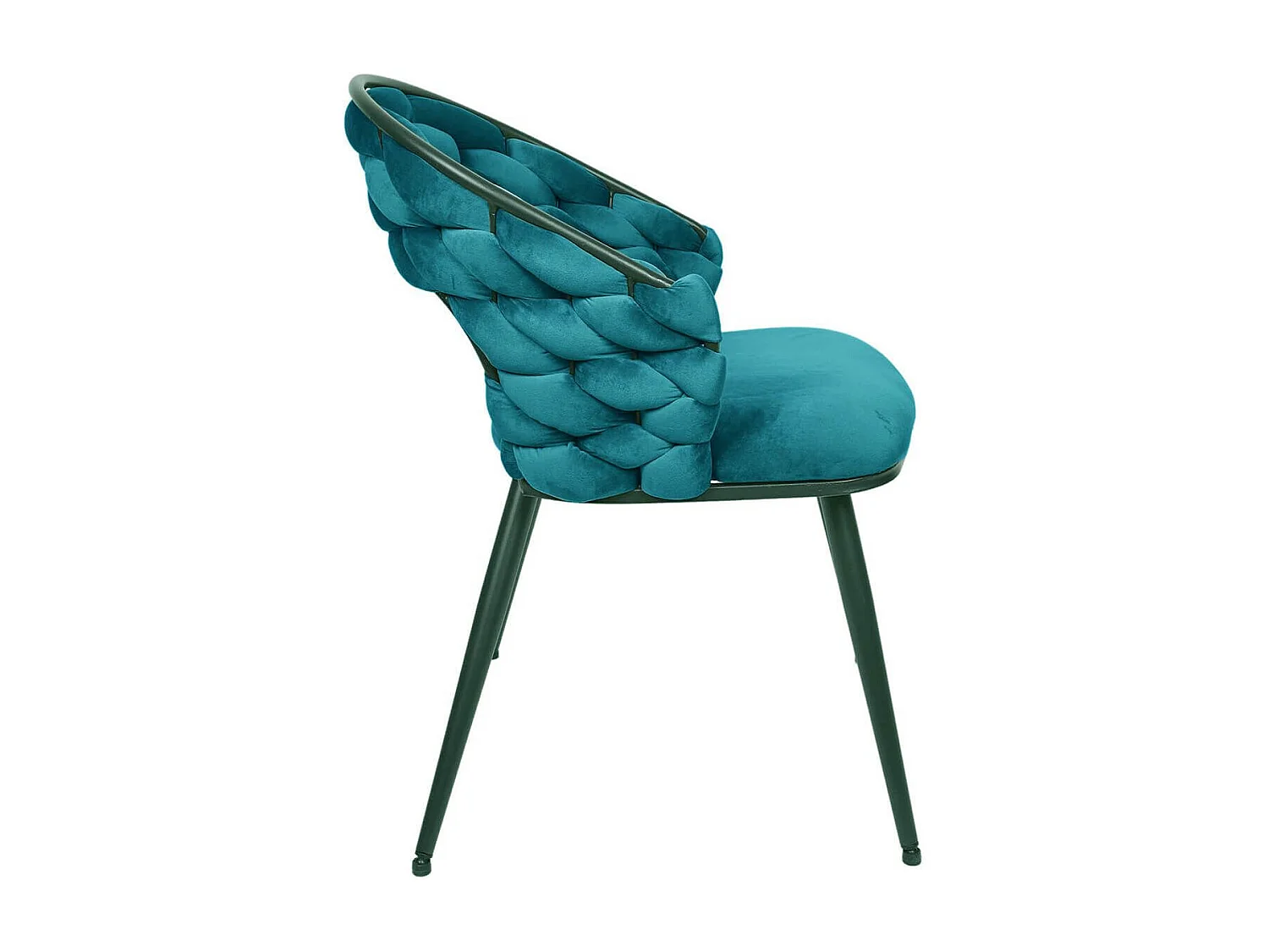 OSCAR - Lot de 4 Chaises en Velours Bleu Pieds Métal Noir