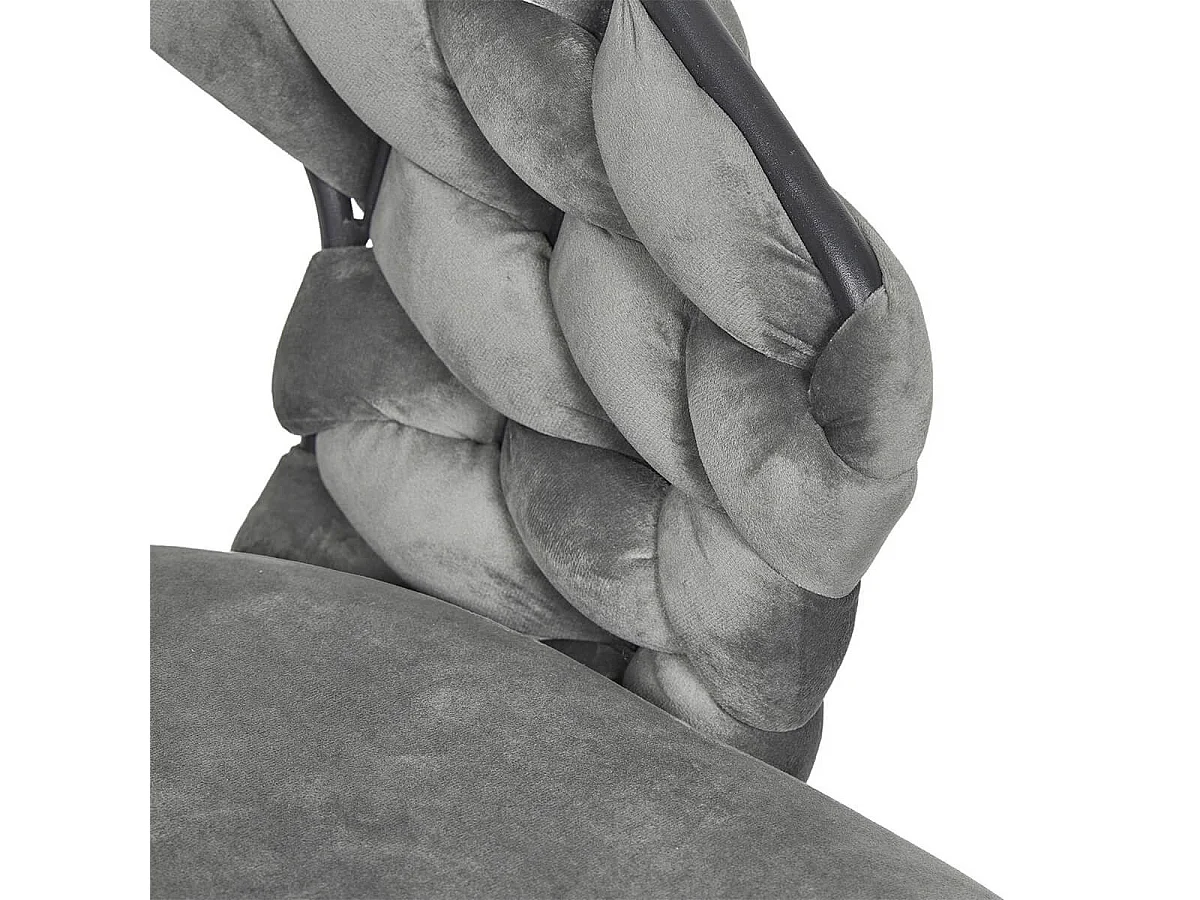 OSCAR - Lot de 6 Chaises en Velours Gris Pieds Métal Noir