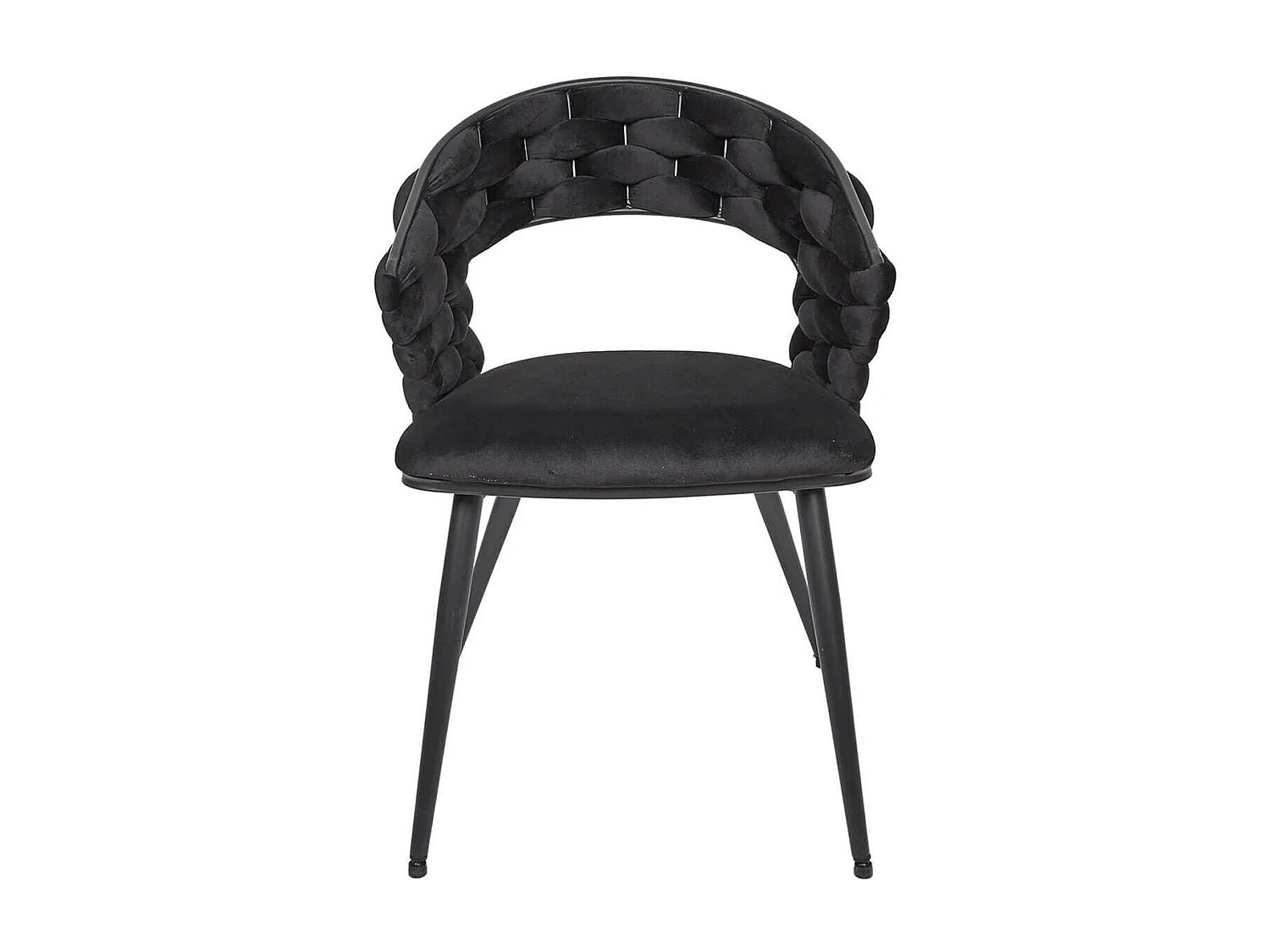 OSCAR - Lot de 2 Chaises en Velours Noir Pieds Métal Noir