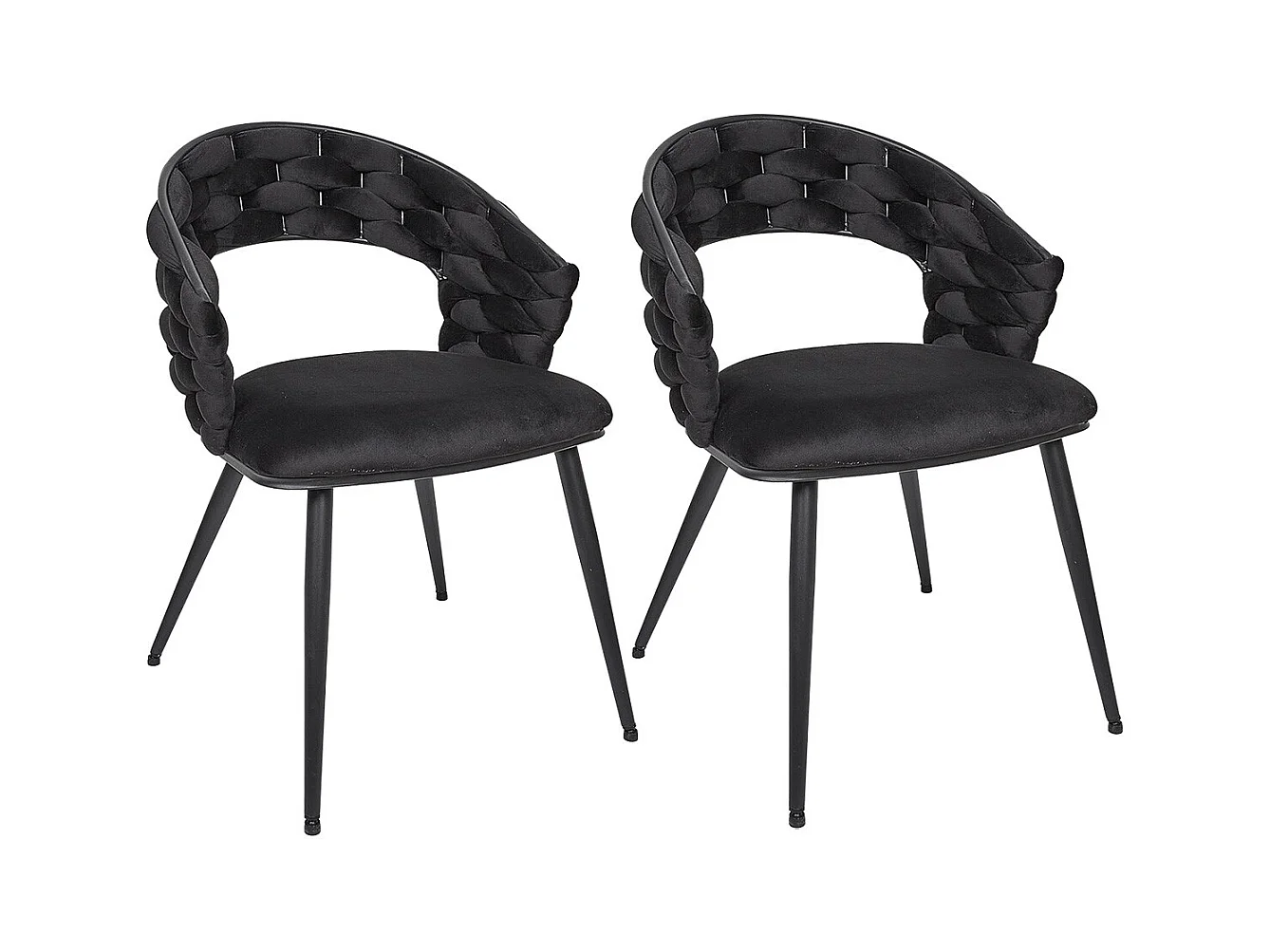 OSCAR - Lot de 2 Chaises en Velours Noir Pieds Métal Noir