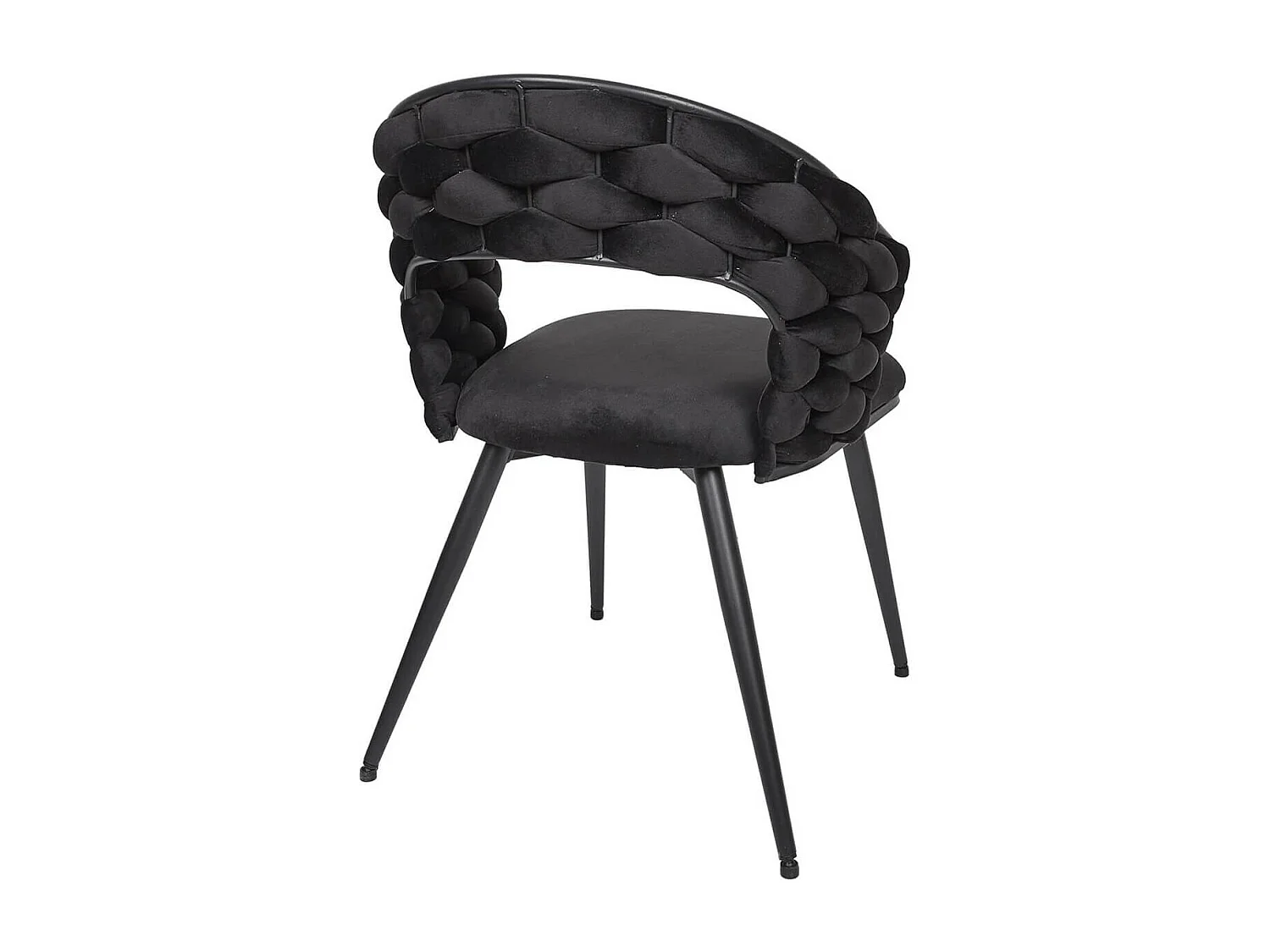 OSCAR - Lot de 2 Chaises en Velours Noir Pieds Métal Noir