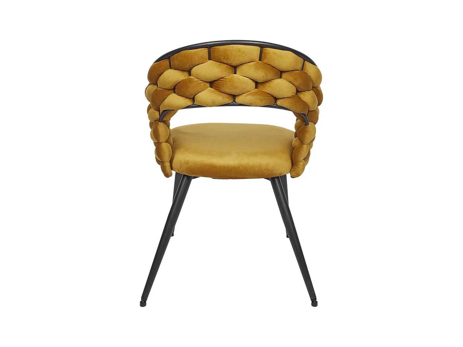 OSCAR - Lot de 4 Chaises en Velours Jaune Moutarde Pieds Métal Noir