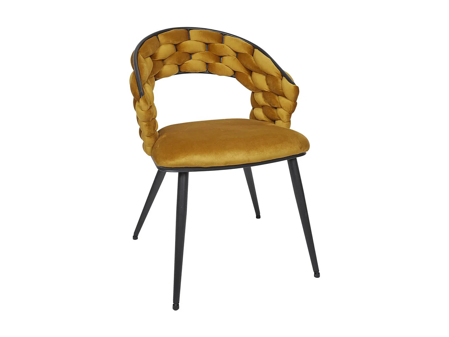 OSCAR - Lot de 4 Chaises en Velours 2 Jaunes et 2 Noires Pieds Métal Noir