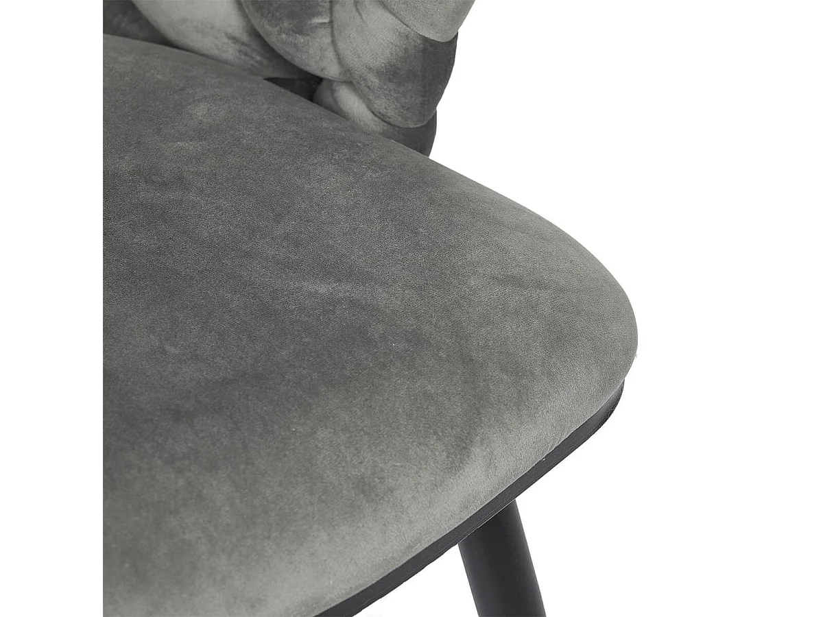 OSCAR - Lot de 2 Chaises en Velours Gris Pieds Métal Noir