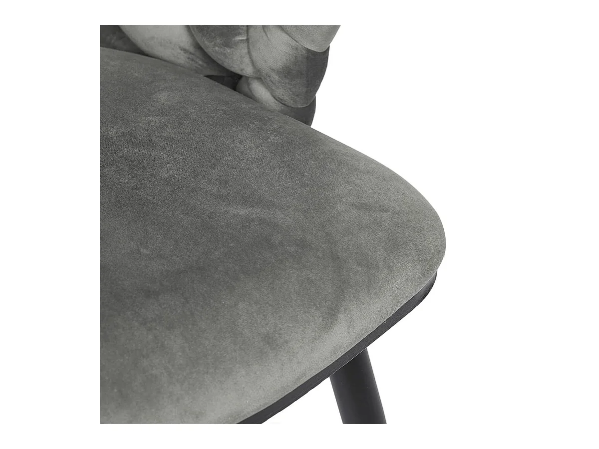 OSCAR - Lot de 2 Chaises en Velours Gris Pieds Métal Noir