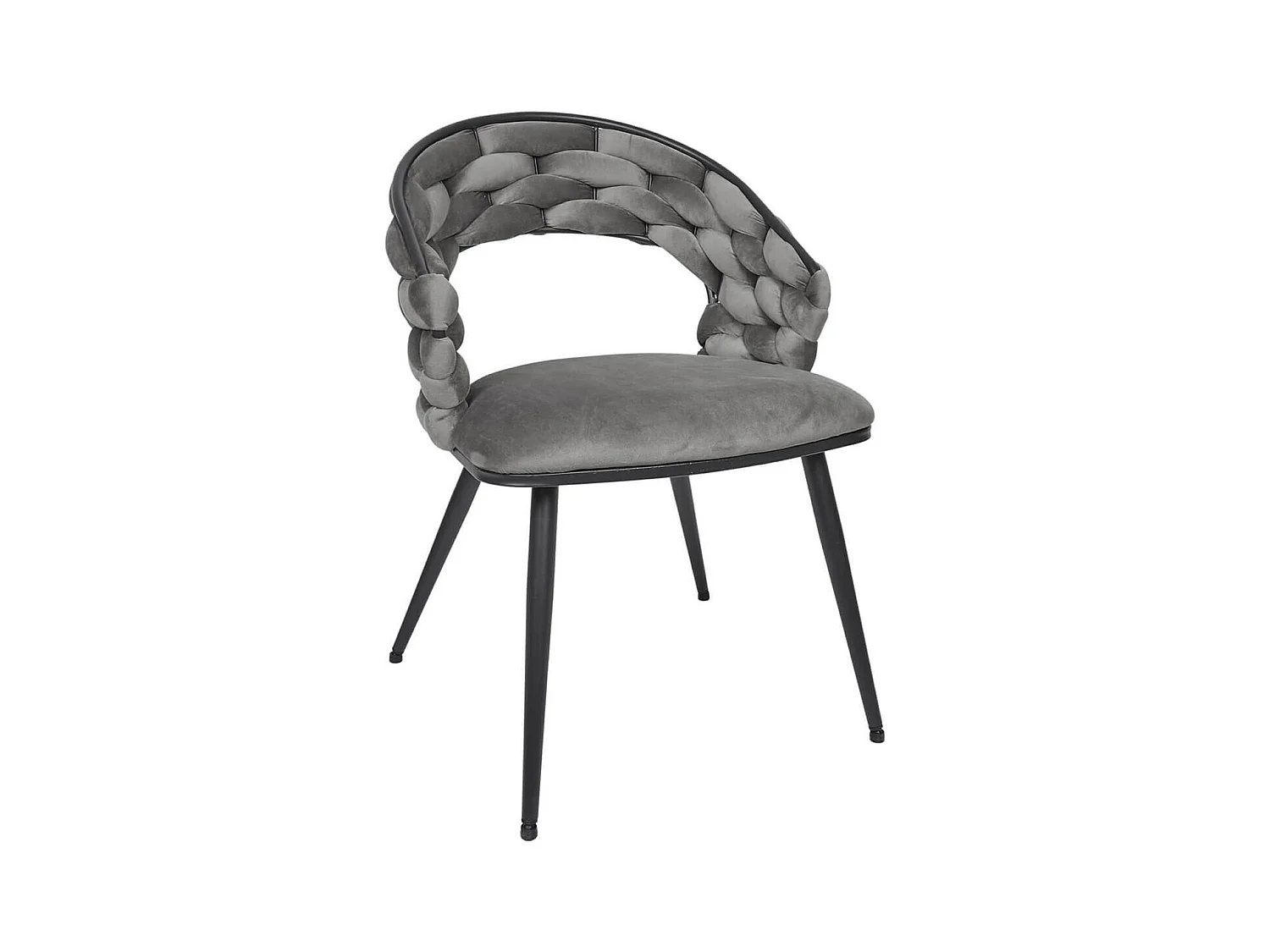 OSCAR - Lot de 2 Chaises en Velours Gris Pieds Métal Noir