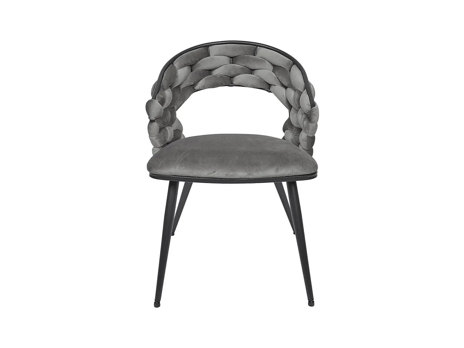 OSCAR - Lot de 2 Chaises en Velours Gris Pieds Métal Noir