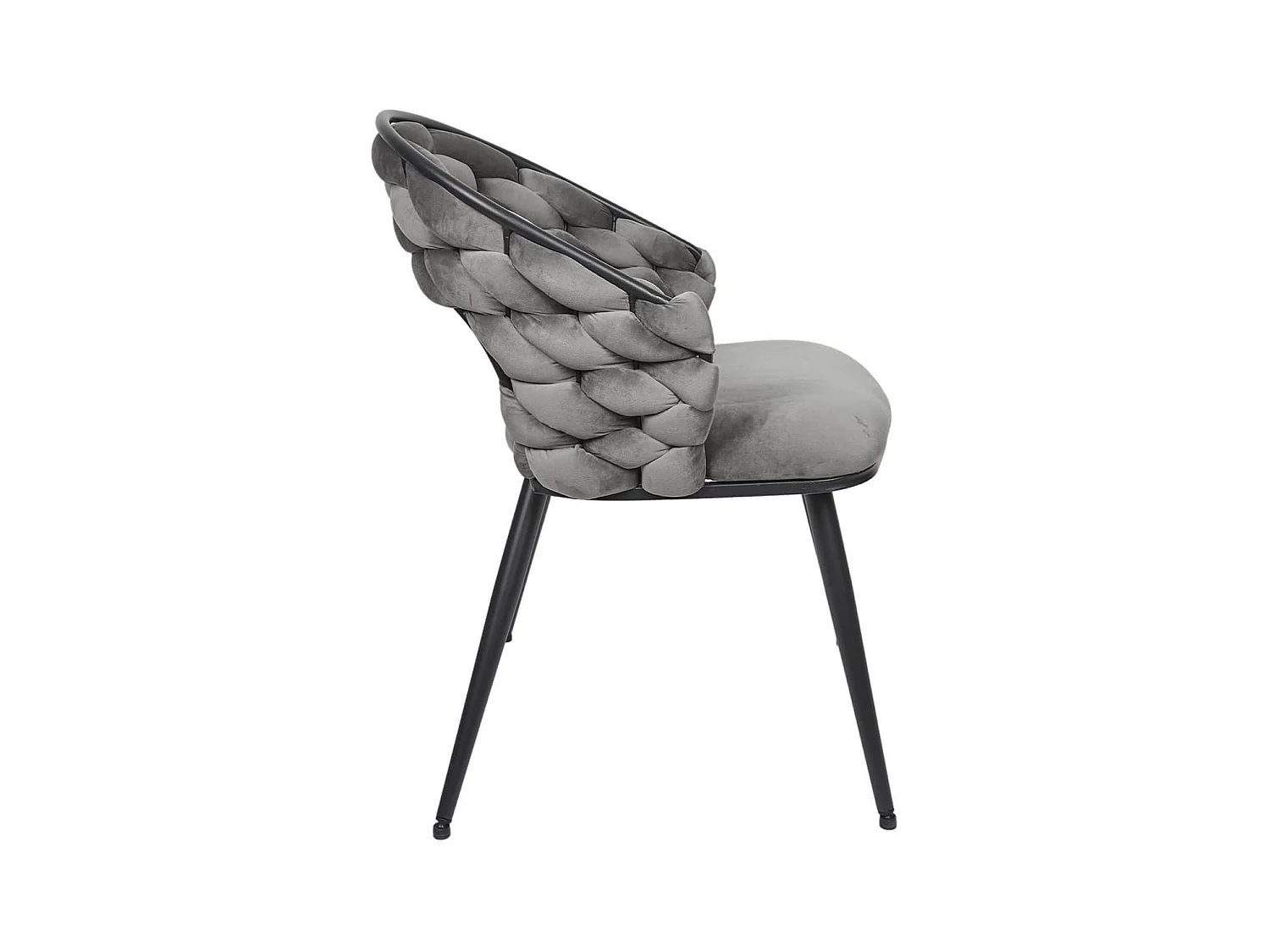 OSCAR - Lot de 2 Chaises en Velours Gris Pieds Métal Noir
