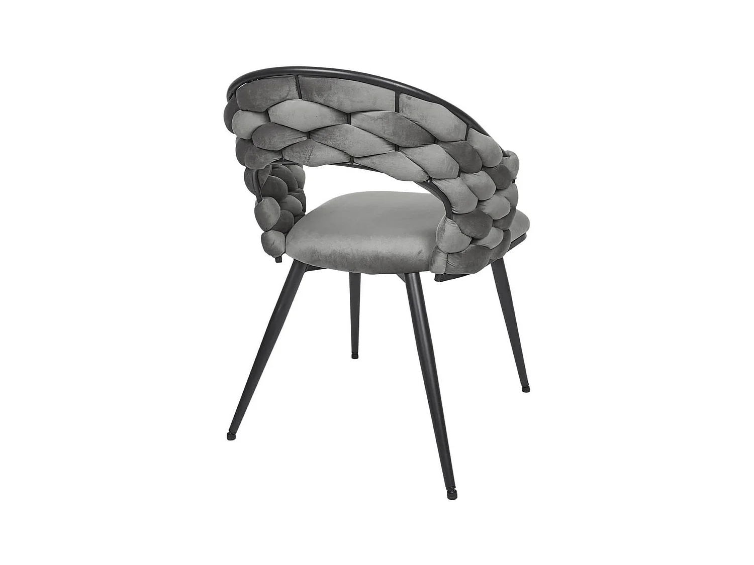 OSCAR - Lot de 2 Chaises en Velours Gris Pieds Métal Noir
