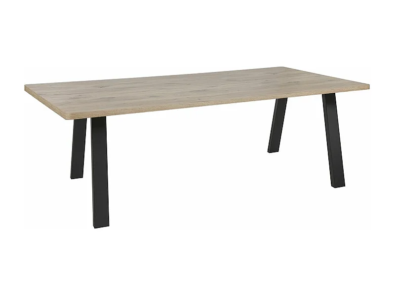 CANYON - Table Repas Coins Arrondis 200cm Aspect Bois Piètement A Métal Noir