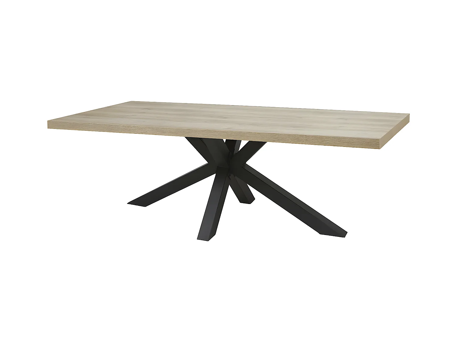 ARIZONA - Table 230cm Aspect Bois Arizona Oak Piètement Etoile Métal Noir