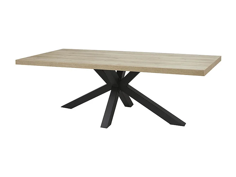 ARIZONA - Table 230cm Aspect Bois Arizona Oak Piètement Etoile Métal Noir