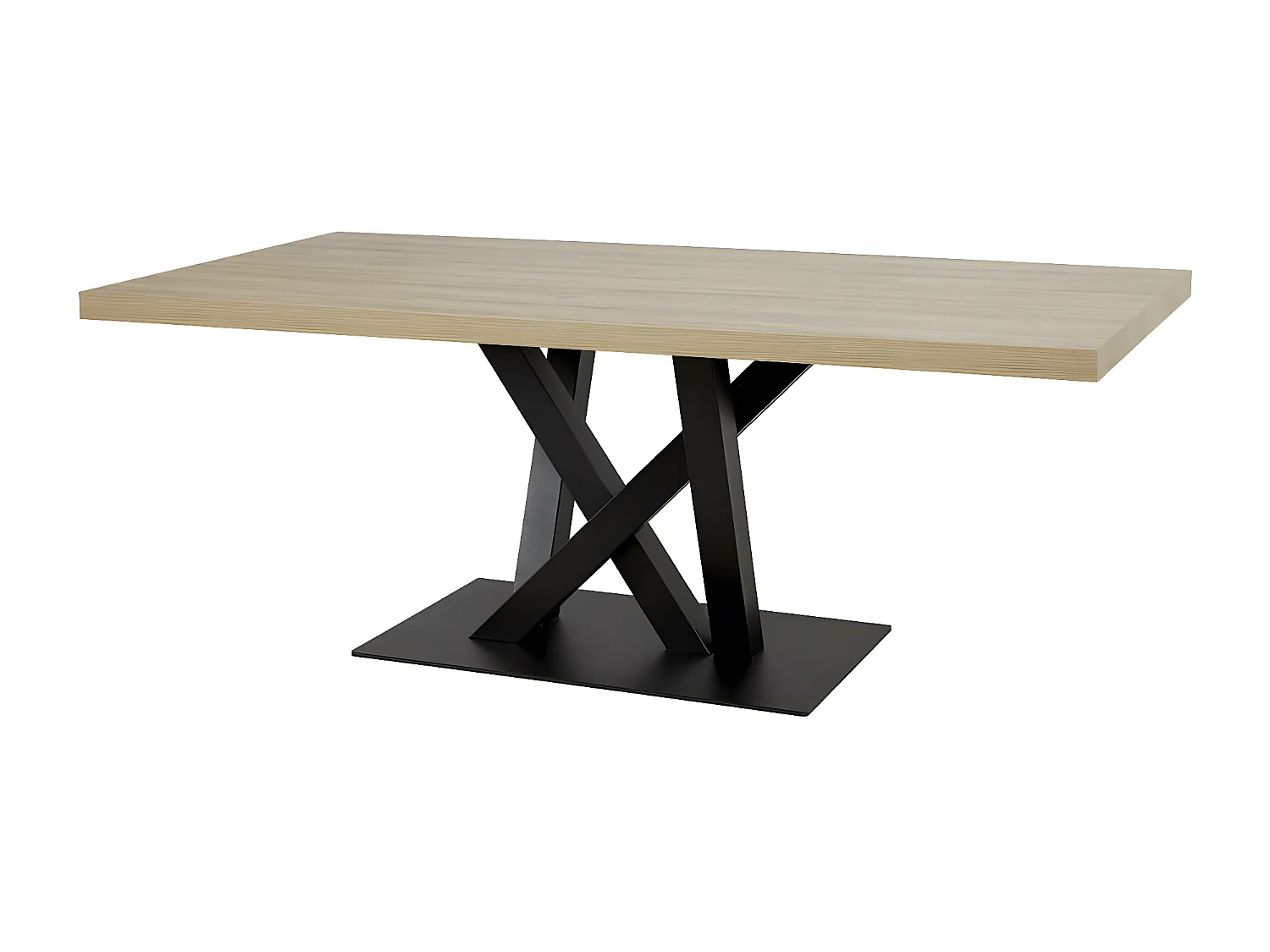 FRANK - Table 230cm Aspect Bois French Oak Piètement Croisé Noir