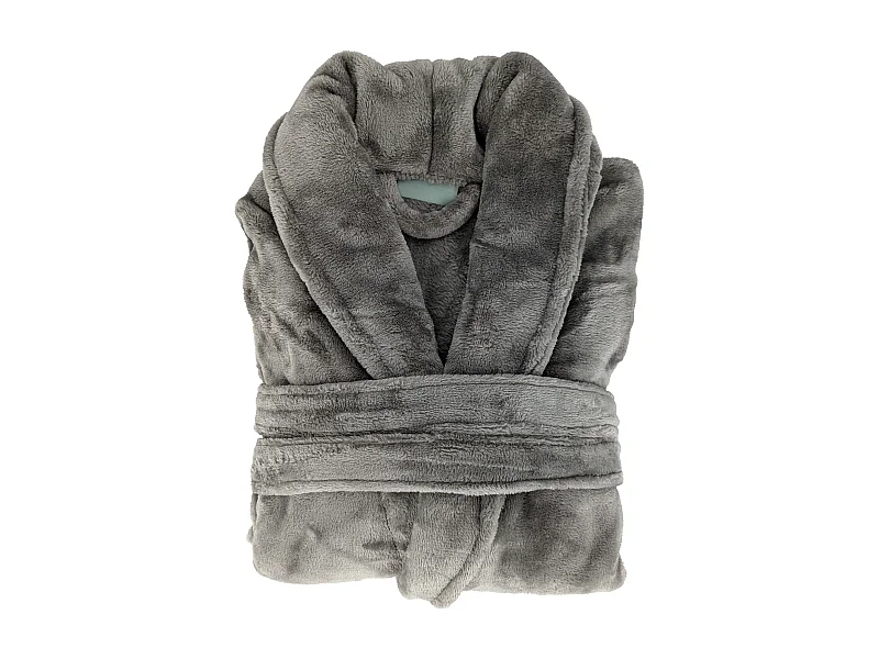 Peignoir col châle adulte DORIS micro fourrure taille S marron chamois