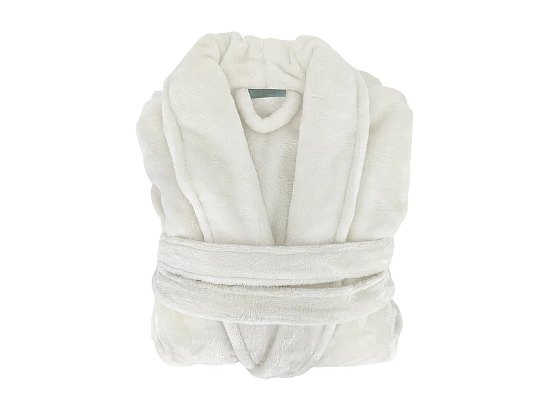 Peignoir col châle adulte DORIS micro fourrure taille S ecru