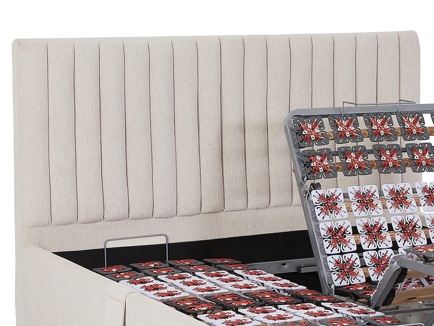 Lit électrique de relaxation déco tout plots + matelas mémoire de forme - 2 x 70 x 190 cm - Tissu - Beige - SASORA de YSMÉE