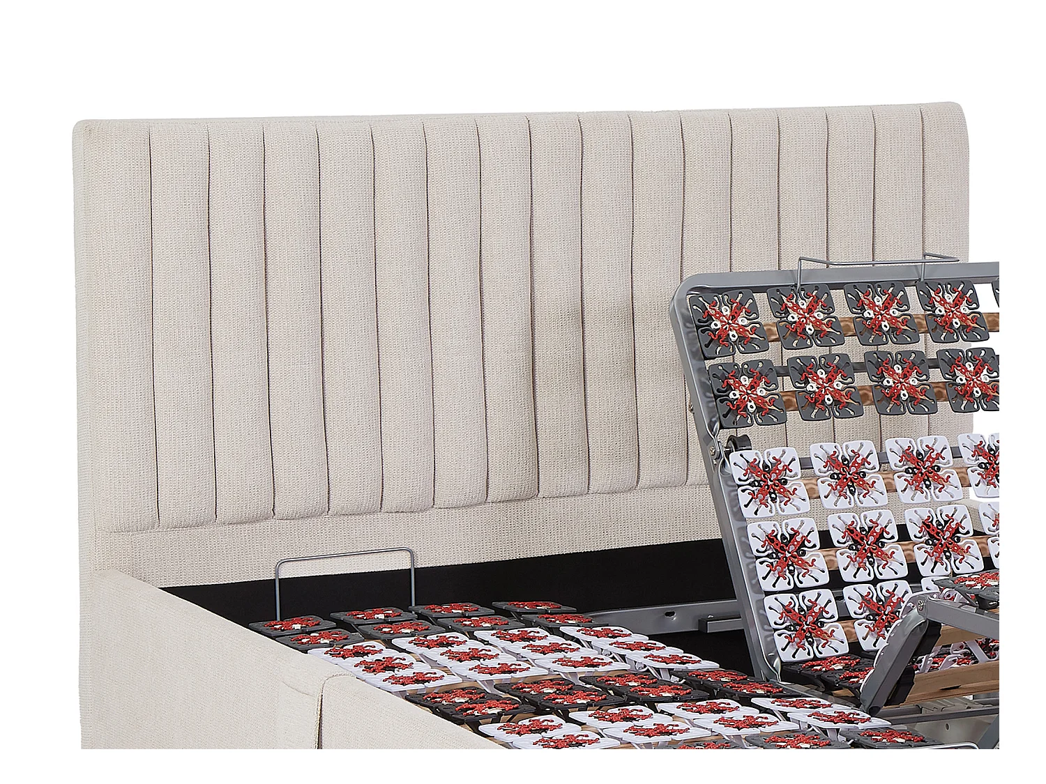 Lit électrique de relaxation déco tout plots + matelas mémoire de forme - 2 x 80 x 200 cm - Tissu - Beige - SASORA de YSMÉE