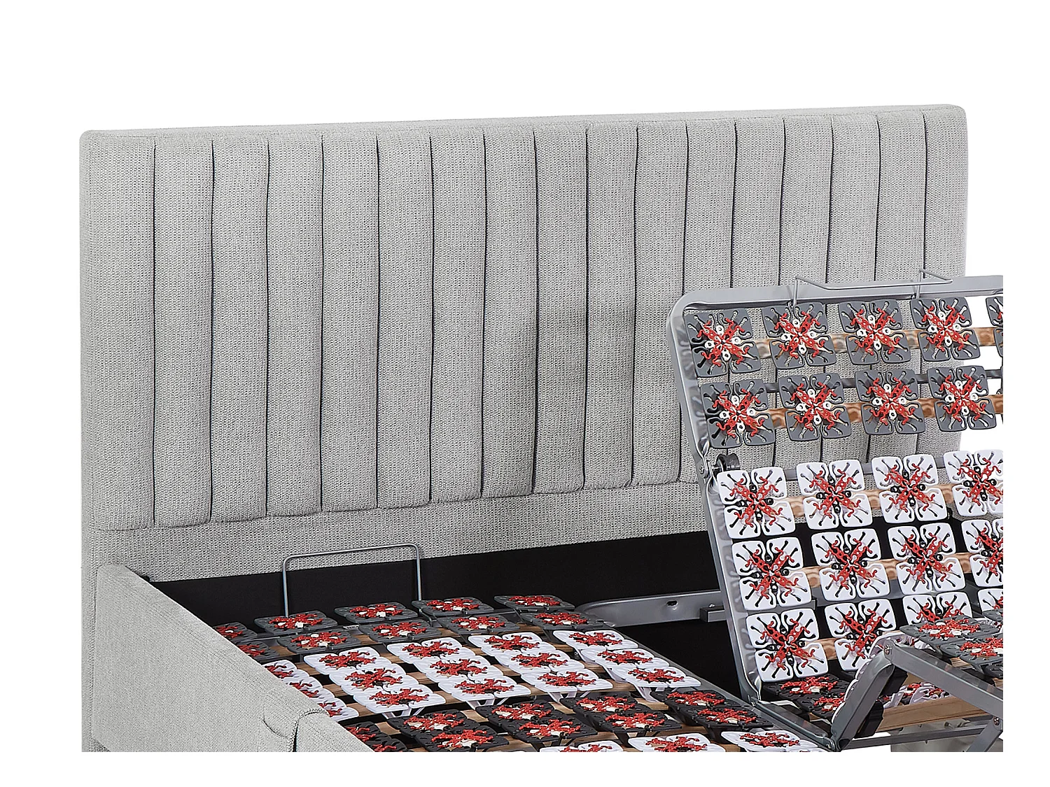 Dekoratives Bett mit elektrischer Relaxfunktion mit Tellern + Memory-Schaum-Matratze - 2 x 70 x 190 cm - Stoff - Grau - SASORA von YSMÉE