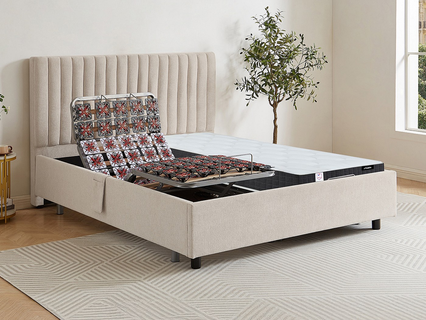 Lit électrique 140x190 (2x70) Avec Matelas 16 Cm - Occasion Métal/bois