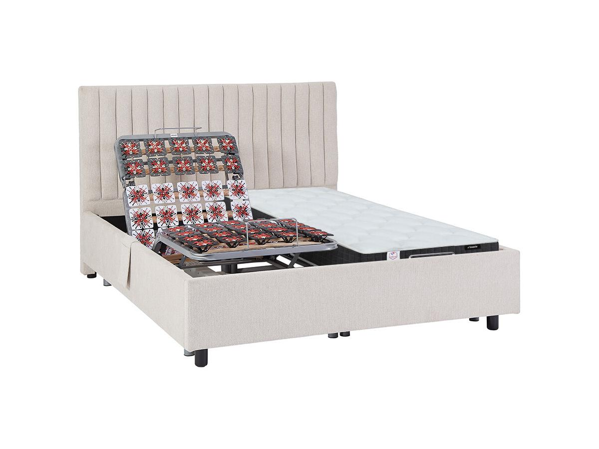 Dekoratives Bett mit elektrischer Relaxfunktion mit Tellern + Taschenfederk günstig online kaufen