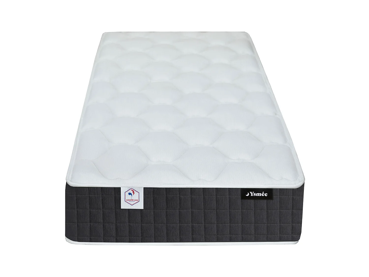 Dekoratives Bett mit elektrischer Relaxfunktion mit Tellern + Taschenfederkern- & Memory-Schaum-Matratze - 2 x 70 x 190 cm - Stoff - Grau - ANTALISA von YSMÉE