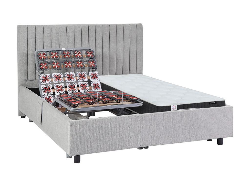Dekoratives Bett mit elektrischer Relaxfunktion mit Tellern + Taschenfederk günstig online kaufen