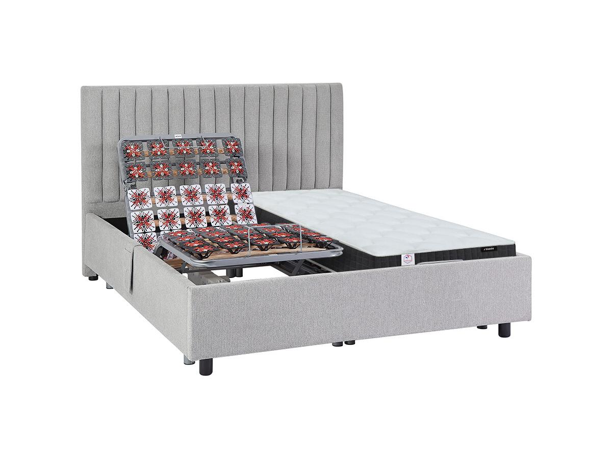 Dekoratives Bett mit elektrischer Relaxfunktion mit Tellern + Taschenfederk günstig online kaufen