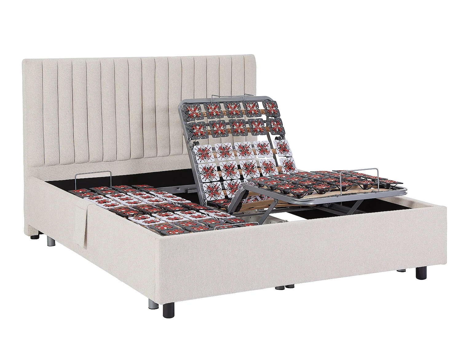 Cama elétrica articulada decorativa com terminais + colchão 100% látex 3 zonas, 2 x 90 x 200 cm tecido bege - TIARI da YSMÉE