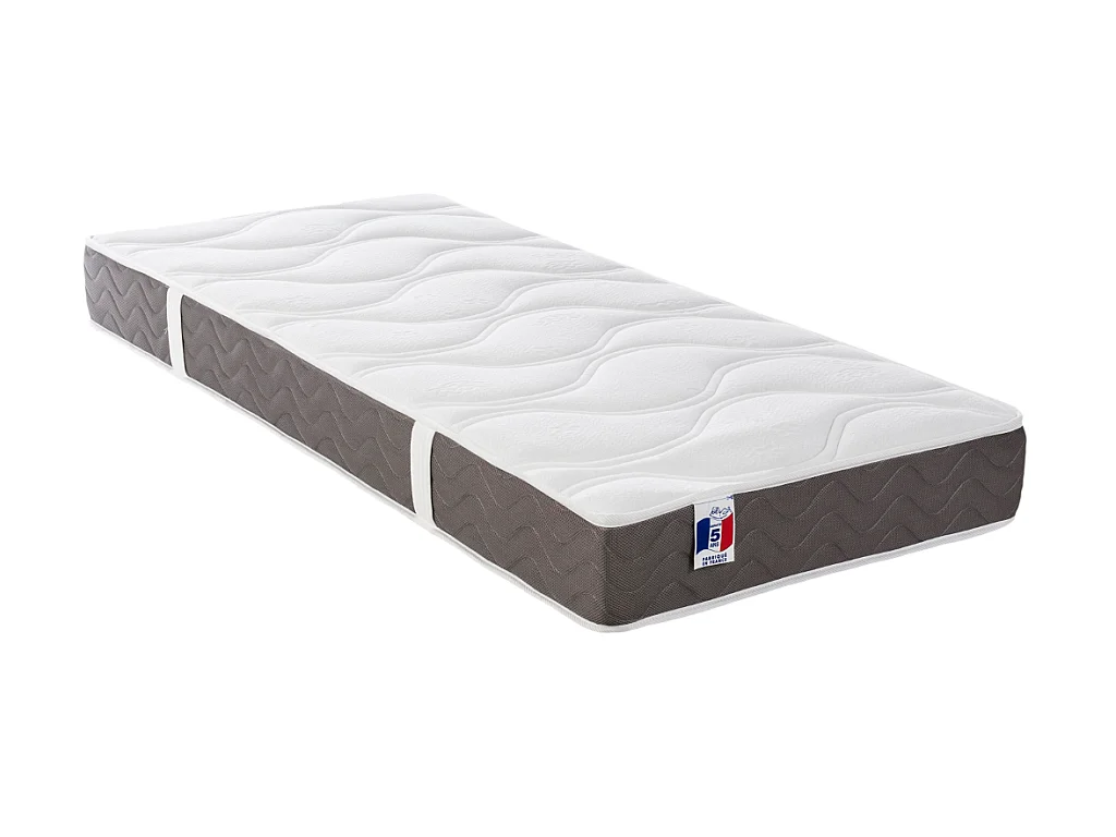 Dekoratives Bett mit elektrischer Relaxfunktion mit Tellern + 3-Zonen-Matratze aus 100 % Latex - 2 x 90 x 200 cm - Stoff - Grau - TIARI von YSMÉE