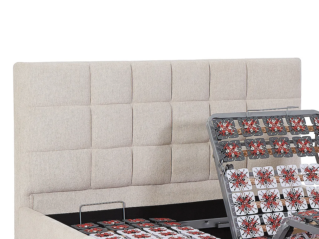 Lit électrique de relaxation déco tout plots + matelas ressorts ensachés et mémoire de forme - 2 x 70 x 190 cm - Tissu - Beige - MANAM de YSMÉE