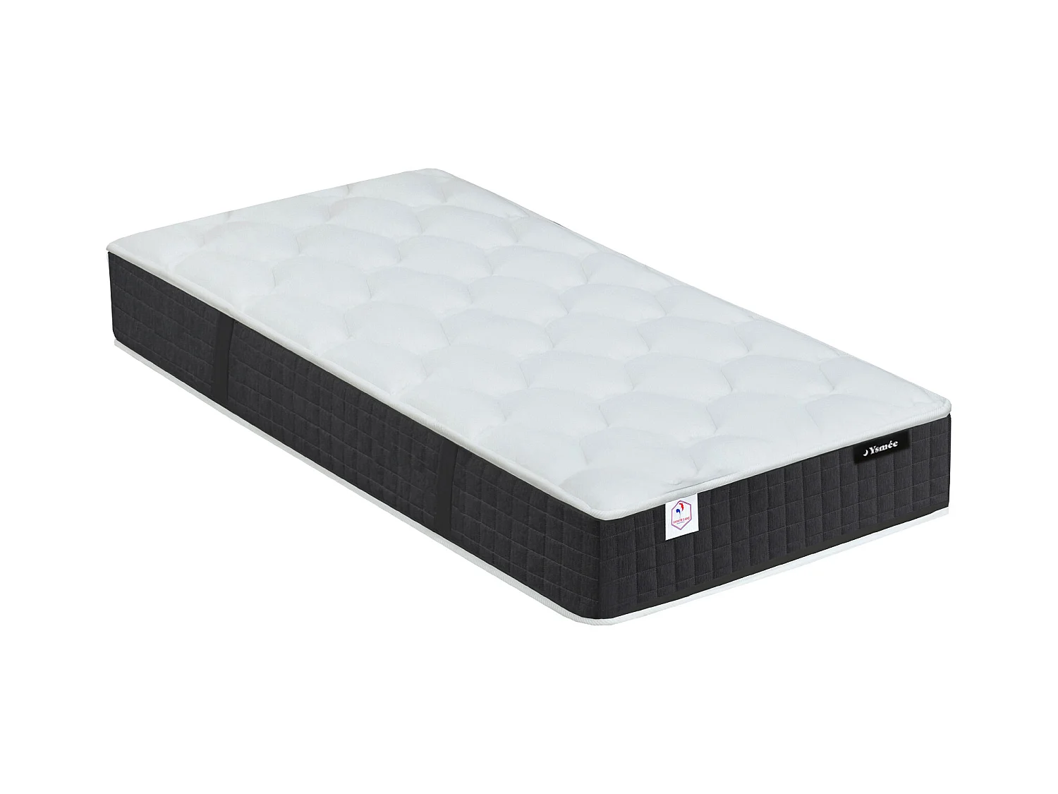 Dekoratives Bett mit elektrischer Relaxfunktion mit Tellern + Taschenfederkern- & Memory-Schaum-Matratze - 2 x 70 x 190 cm - Stoff - Beige - MANAM von YSMÉE