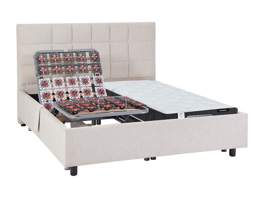 Dekoratives Bett mit elektrischer Relaxfunktion mit Tellern + Taschenfederk günstig online kaufen