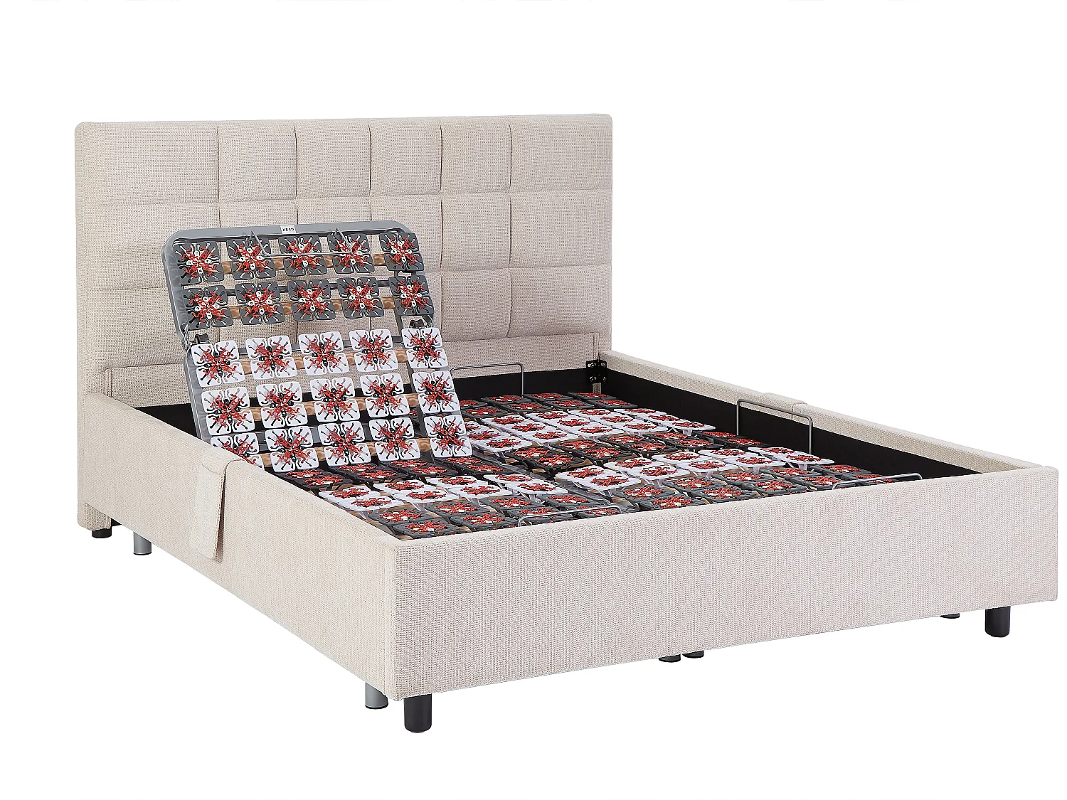 Cama articulada multiterminales + colchón de muelles ensacados y memoria de forma - 2 x 80 x 200 cm - Tela - Beige - MANAM de YSMÉE