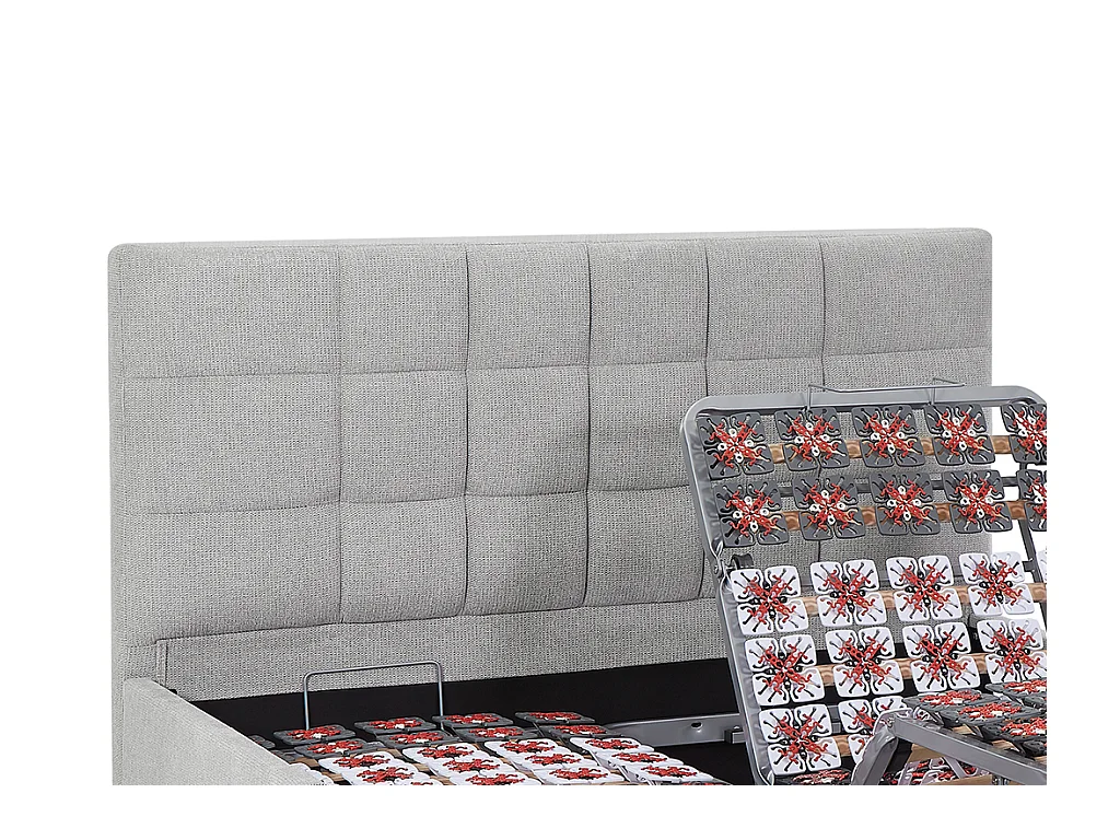 Lit électrique de relaxation déco tout plots + matelas ressorts ensachés et mémoire de forme - 2 x 70 x 190 cm - Tissu - Gris - MANAM de YSMÉE