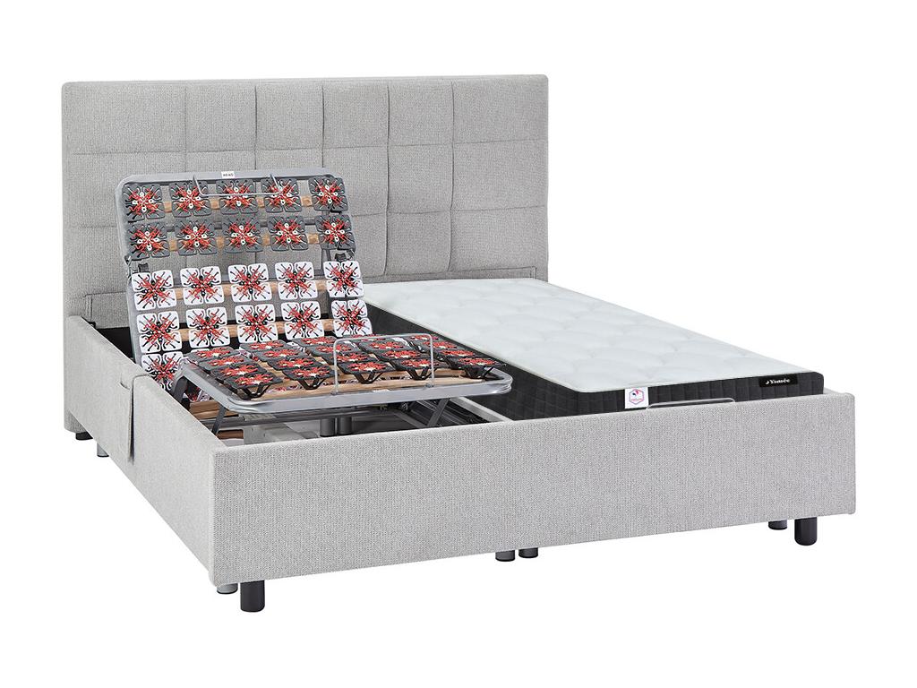 Dekoratives Bett mit elektrischer Relaxfunktion mit Tellern + Taschenfederk günstig online kaufen