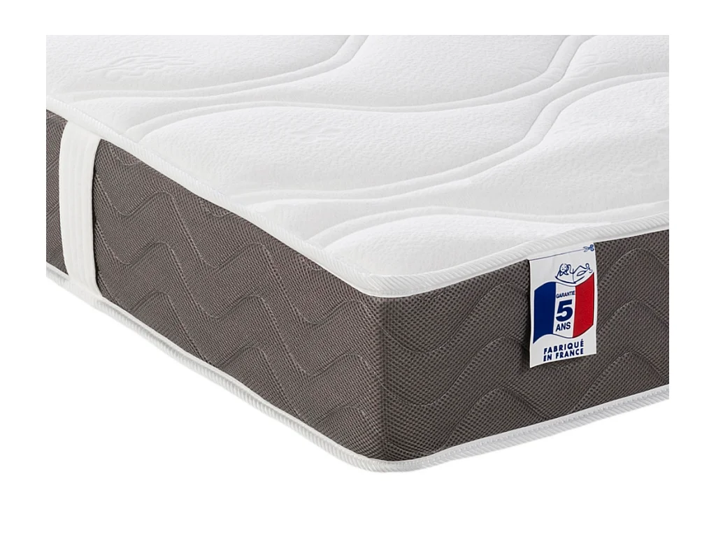 Elektrisch decoratief relaxbed met noppen + matras van 100% latex met 3 zones - 2 x 80 x 200 cm - Stof - Grijs - JOFAR van DREAMEA