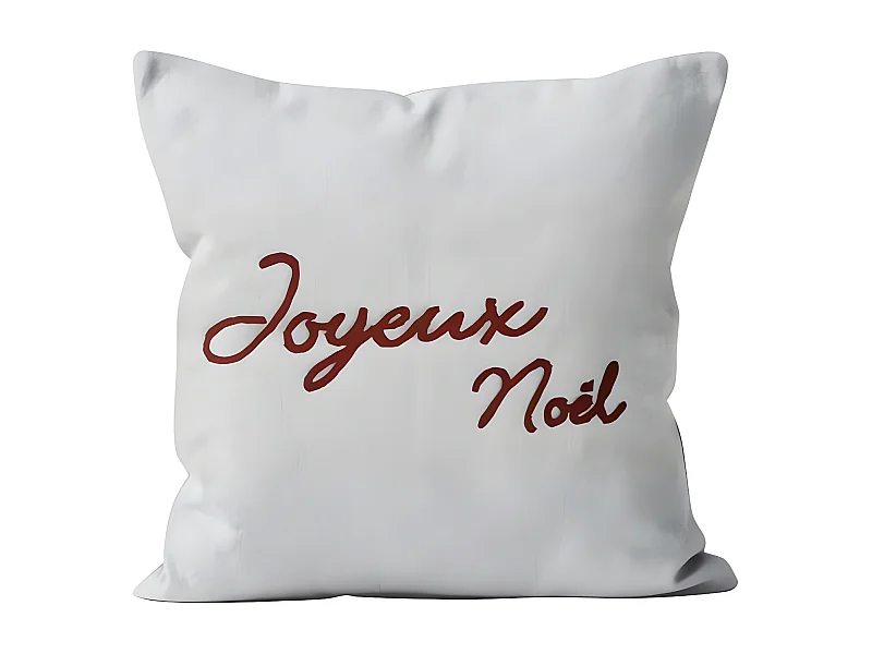 Coussin fantaisie pur coton 45x45 cm JOYEUX NOEL, par Soleil d'Ocre