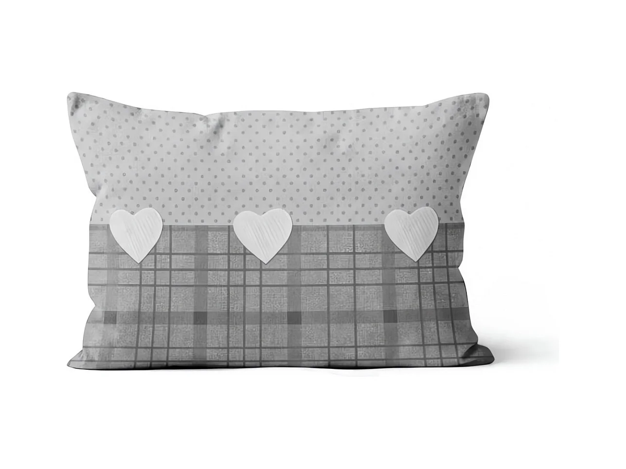 Coussin déhoussable pur coton 32x50 cm LOVE gris, par Soleil d'Ocre